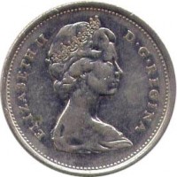 obverse of 25 Cents - Elizabeth II - 2'nd Portrait (1968) coin with KM# 62a from Canada. Inscription: ELIZABETH II D · G · REGINA