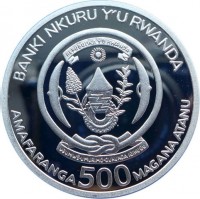 BANKI NKURU Y'U RWANDA. REPUBLIKA Y'U RWANDA. UBUMWI - UMURIMO - GUKUNDA IGIHUGU. AMAFARANCA 500 MAGANA ATANU.