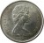 obverse of 25 Cents - Elizabeth II - 2'nd Portrait (1965 - 1966) coin with KM# 62 from Canada. Inscription: ELIZABETH II D · G · REGINA