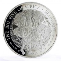 THE BIG FIVE OF AFRICA • ELEPHANT. 1 oz BIG 2010 AG999.