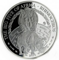 THE BIG FIVE OF AFRICA • RHINOCEROS. 1 oz BIG 2010 AG999.