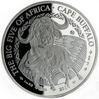 Silver coin Rwanda KM# 80 THE BIG FIVE OF AFRICA • CAPE BUFFALO. 1 oz BIG 2010 AG999.