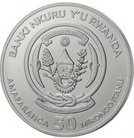 BANKI NKURU Y'U RWANDA. REPUBLIKA Y'U RWANDA. UBUMWI - UMURIMO - GUKUNDA IGIHUGU. AMAFARANGA 50 MIRONGO ITANU.