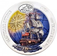 Silver coin Rwanda KM# 172.a NAUTICAL OUNCE. 2018 1oz FINE SILVER 999. HMS Endeavour.