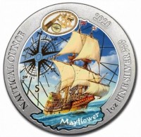 Silver coin Rwanda KM# 199a NAUTICAL OUNCE. 2020 1oz FINE SILVER 999. Mayflower.
