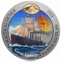 Silver coin Rwanda KM# 251b NAUTICAL OUNCE. 2023 1 oz FINE SILVER 999. Great Eastern.