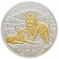 Silver coin Rwanda KM# 53 AFRICAN LION. 2008.
