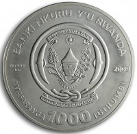 BANKI NIKURU Y'U RWANDA. REPUBLIKA Y'U RWANDA. UBUMWE - UMURIMO - GUKUNDA IGIHUGU. AMAFARANGA 1000 IGIHUMBI.