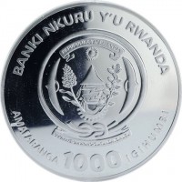 BANKI NIKURU Y'U RWANDA. REPUBLIKA Y'U RWANDA. UBUMWE - UMURIMO - GUKUNDA IGIHUGU. AMAFARANGA 1000 IGIHUMBI.