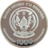 BANKI NIKURU Y'U RWANDA. REPUBLIKA Y'U RWANDA. UBUMWE - UMURIMO - GUKUNDA IGIHUGU. AMAFARANGA 1000 IGIHUMBI.