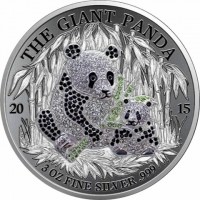 Silver coin Rwanda KM# 142 THE GIANT PANDA. 20 15. 3 OZ FINE SILVER999.