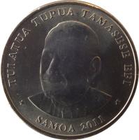 obverse of 10 Sene - Tuiatua Tupua Tamasese Efi (2011) coin with KM# 168 from Samoa. Inscription: TUI ATUA TUPUATAMASESE EFI SAMOA 2011