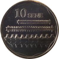 reverse of 10 Sene - Tuiatua Tupua Tamasese Efi (2011) coin with KM# 168 from Samoa. Inscription: 10 SENE