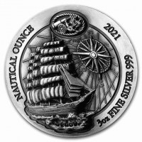 Silver coin Rwanda KM# 222 NAUTICAL OUNCE. 2021 3oz FINE SILVER 999. Sedov.