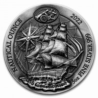 Silver coin Rwanda KM# 229 NAUTICAL OUNCE. 2022 3oz FINE SILVER 999. USS Constitution.