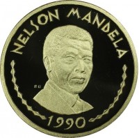 Gold coin Rwanda KM# 20 NELSON MANDELA. BG. 1990.