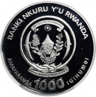 BANKI NIKURU Y'U RWANDA. REPUBLIKA Y'U RWANDA. UBUMWE - UMURIMO - GUKUNDA IGIHUGU. AMAFARANGA 1000 IGIHUMBI.