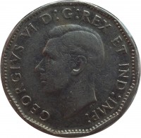 Canada coin 5 Cents - George VI (1946 - 1947) obverse obverse of 5 Cents - George VI (1946 - 1947) coin with KM# 39a from Canada. Inscription: GEORGIVS VI D : G : REX ET IND : IMP :