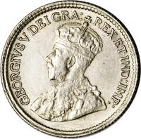 obverse of 5 Cents - George V (1920 - 1921) coin with KM# 22a from Canada. Inscription: GEORGIVS V DEI GRA: REX ET IND:IMP: