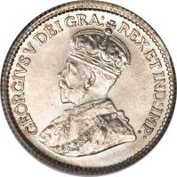 obverse of 5 Cents - George V (1912 - 1919) coin with KM# 22 from Canada. Inscription: GEORGIVS V DEI GRA: REX ET IND:IMP: