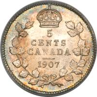 Canada coin 5 Cents - Edward VII (1903 - 1910) reverse reverse of 5 Cents - Edward VII (1903 - 1910) coin with KM# 13 from Canada. Inscription: 5 CENTS CANADA 1906