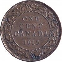 Canada coin 1 Cent - George V - With DEI GRA (1912 - 1920) reverse reverse of 1 Cent - George V - With DEI GRA (1912 - 1920) coin with KM# 21 from Canada. Inscription: ONE CENT CANADA 1913