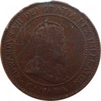 obverse of 1 Cent - Edward VII (1902 - 1910) coin with KM# 8 from Canada. Inscription: EDWARDVS VII DEI GRATIA REX IMPERATOR · CANADA ·