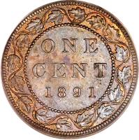 Canada coin 1 Cent - Victoria (1876 - 1901) reverse reverse of 1 Cent - Victoria (1876 - 1901) coin with KM# 7 from Canada. Inscription: ONE CENT 1891 H