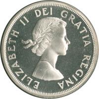 obverse of 1 Dollar - Elizabeth II - Confederation Conferences (1964) coin with KM# 58 from Canada. Inscription: ELIZABETH II DEI GRATIA REGINA MG