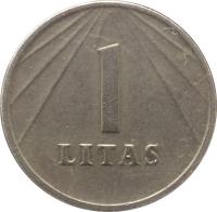 reverse of 1 Litas (1991) coin with KM# 91 from Lithuania. Inscription: 1 LITAS