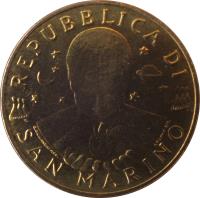 San Marino coin 200 Lire - The Man and Artistic Expression (1997) obverse obverse of 200 Lire - The Man and Artistic Expression (1997) coin with KM# 366 from San Marino. Inscription: REPUBBLICA DI SAN MARINO