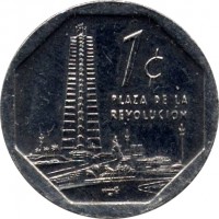 reverse of 1 Centavo (2000 - 2007) coin with KM# 733 from Cuba. Inscription: PLAZA DE LA REVOLUCIÓN 1¢