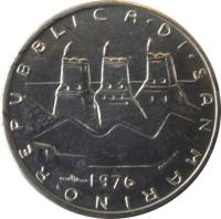 obverse of 5 Lire - FAO (1976) coin with KM# 53 from San Marino. Inscription: REPUBBLICA DI SAN MARINO 1976