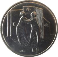 reverse of 5 Lire - FAO (1976) coin with KM# 53 from San Marino.