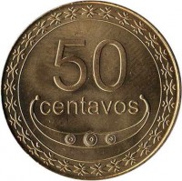 East Timor coin 50 Centavos (2003 - 2012) reverse reverse of 50 Centavos (2003 - 2012) coin with KM# 5 from East Timor. Inscription: 50 CENTAVOS