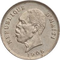 Haiti coin 5 Centimes (1904 - 1905) obverse obverse of 5 Centimes (1904 - 1905) coin with KM# 53 from Haiti.