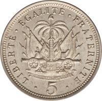 Haiti coin 5 Centimes (1904 - 1905) reverse reverse of 5 Centimes (1904 - 1905) coin with KM# 53 from Haiti.