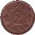 reverse of 2 Aurar - Christian X (1926 - 1942) coin with KM# 6 from Iceland. Inscription: ÍSLAND 2 AURAR