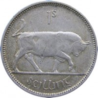 reverse of 1 Shilling (1928 - 1937) coin with KM# 6 from Ireland. Inscription: 1s scilling pm