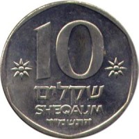 Israel coin 10 Sheqalim - Theodor Herzl (1984) reverse reverse of 10 Sheqalim - Theodor Herzl (1984) coin with KM# 137 from Israel. Inscription: 10 שקליס SHEQALIM התשמ