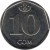 reverse of 10 Som (2009) coin with KM# 43 from Kyrgyzstan. Inscription: 10 СОМ