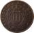 obverse of 10 Centesimi (1935 - 1938) coin with KM# 13 from San Marino. Inscription: REPUBBLICA DI S. MARINO R