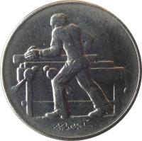 reverse of 2 Lire - Work Life: Carpenter (1978) coin with KM# 77 from San Marino. Inscription: A. BERTI