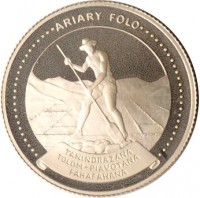 obverse of 10 Ariary - FAO (1978) coin with KM# 13 from Madagascar. Inscription: ARIARY FOLO TANINDRAZANA TOLOM - PIAVOTANA FAHAFAHANA