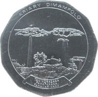 Madagascar coin 50 Ariary (1994 - 2005) obverse obverse of 50 Ariary (1994 - 2005) coin with KM# 25 from Madagascar. Inscription: ARIARY DIMAMPOLO TANINDRAZANA FAHAFAHANA FAHAMARINANA