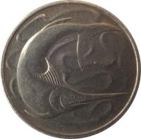Singapore coin 20 Cents (1967 - 1985) obverse obverse of 20 Cents (1967 - 1985) coin with KM# 4 from Singapore.