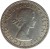 obverse of 6 Pence - Elizabeth II - 1'st Portrait (1953 - 1965) coin with KM# 26 from New Zealand. Inscription: + QUEEN · ELIZABETH · THE · SECOND