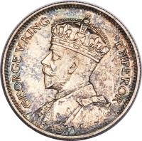 obverse of 6 Pence - George V (1933 - 1936) coin with KM# 2 from New Zealand. Inscription: GEORGE V KING EMPEROR