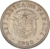 obverse of 5 Centésimos (1929 - 1932) coin with KM# 9 from Panama. Inscription: 1929