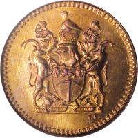 obverse of 1/2 Cent (1970 - 1977) coin with KM# 9 from Rhodesia.